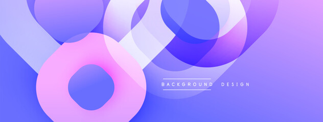 Abstract background features overlapping circles, gradients. Purple, pink hues dominate composition. Modern design element for digital projects.