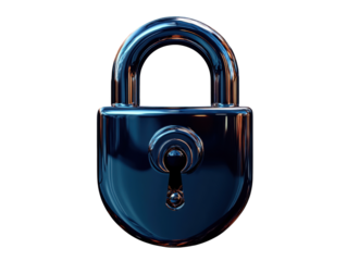 A shiny silver lock with a keyhole