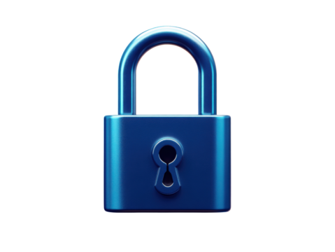A blue lock with a keyhole and a silver handle