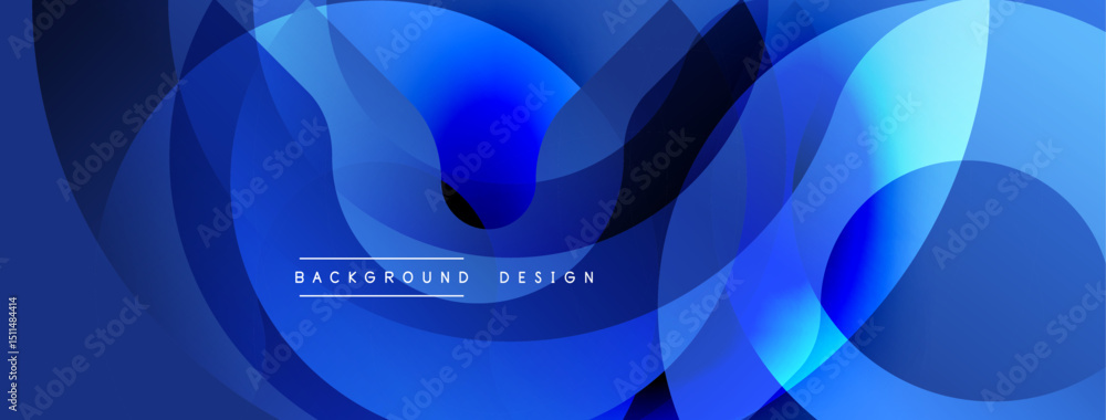 Aufkleber Abstract blue design. Overlapping shapes create dynamic flow, modern aesthetic. Smooth gradients, vibrant colors. Background element for digital projects.