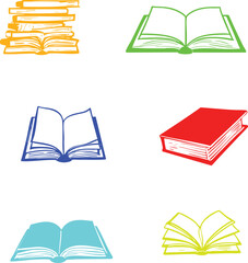 A collection of books with colorful spines.
