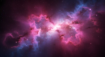 Fototapeta premium Cosmic Nebula A Stunning Visual of Celestial Clouds, Glowing Gases, and Star Formation in Deep Space. Explore the Universe's Wonders.