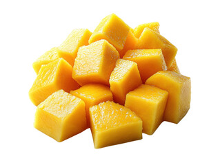 A pile of yellow mango cubes