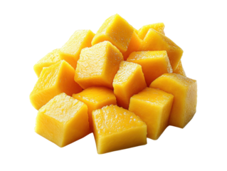 A pile of yellow mango cubes