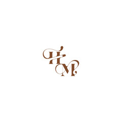 elegant curve monogram bold and hairline initial letter wedding logo concept HM