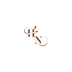 elegant curve monogram bold and hairline initial letter wedding logo concept HN
