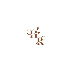 elegant curve monogram bold and hairline initial letter wedding logo concept HR