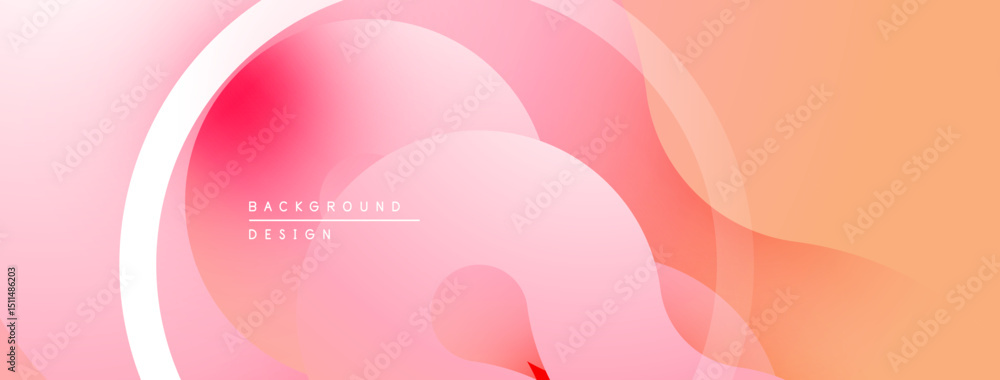 Poster Abstract fluid shapes, soft pinks, oranges create modern background. Gradient flow, dynamic composition, elegant design elements present.