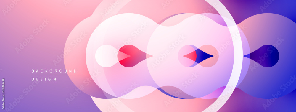 Poster abstract circles overlap, creating vibrant pinks, blues, purples. smooth gradients suggest depth, mo