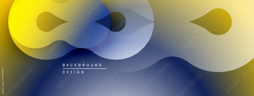 Aufkleber Abstract fluid shapes, vibrant colors, modern design. Gradient background creates dynamic visual effect. Smooth curves, overlapping forms.