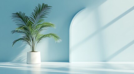 Light blue minimalist interior design