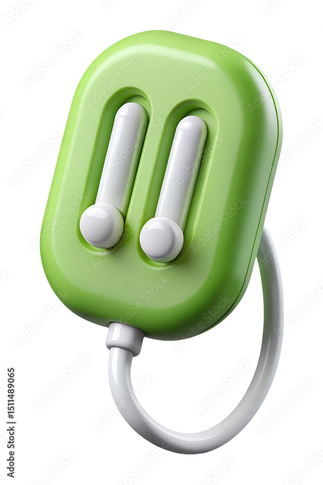 Poster striking 3d render of a green and white plastic-style icon featuring two parallel white cylinders an