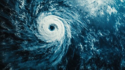 Aerial View of a Powerful Hurricane Over the Ocean
