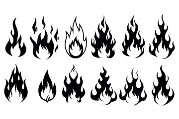 
Set of red and Black fire flame Fire Icons 