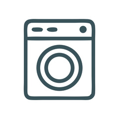Washing Machine Line Art - Modern Home Appliance Icon