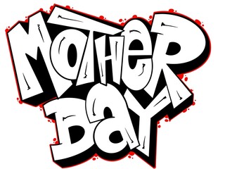 Mother's Day illustration, digital word Mother's Day with a cool simple graffiti pattern, suitable for designing expressions of love for mothers © Soxlam