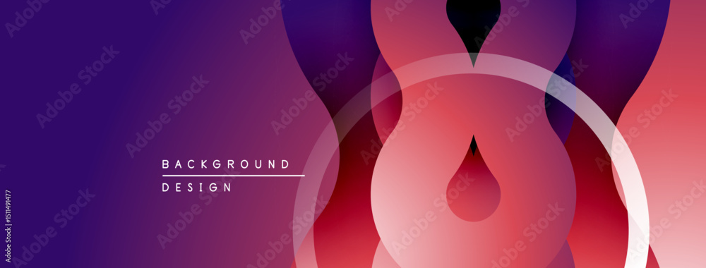 Aufkleber Abstract gradient background. Overlapping shapes create dynamic visual effect. Purple, red hues dominate composition. Modern design element.