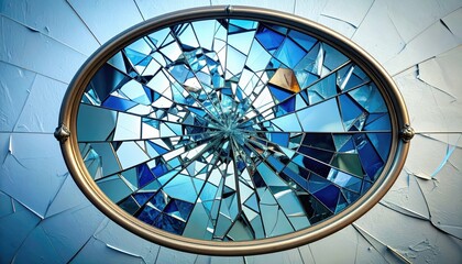 Broken Mirror Reflection of Chaos and Surreal Symbolism in Art