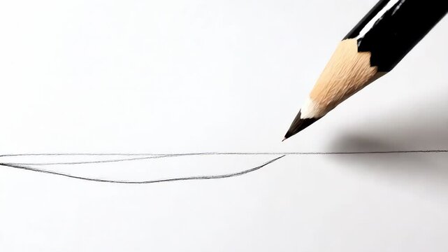 Pencil Sketch Creation: The sharp point of a pencil delicately draws a fluid line on the smooth surface of paper, showcasing artistic expression and creative process. 