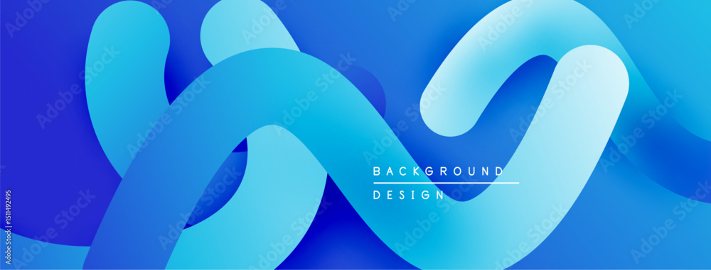 Poster Abstract blue waves create flowing, dynamic background. Smooth gradients suggest movement, depth. Modern design element.