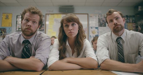 Obraz premium Bored Business Presentation In Classroom. High quality