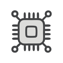 Simple Cartoon Chip Icon, Technology Illustration