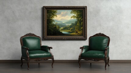 Serene Landscape Painting Adorning Elegant Interior