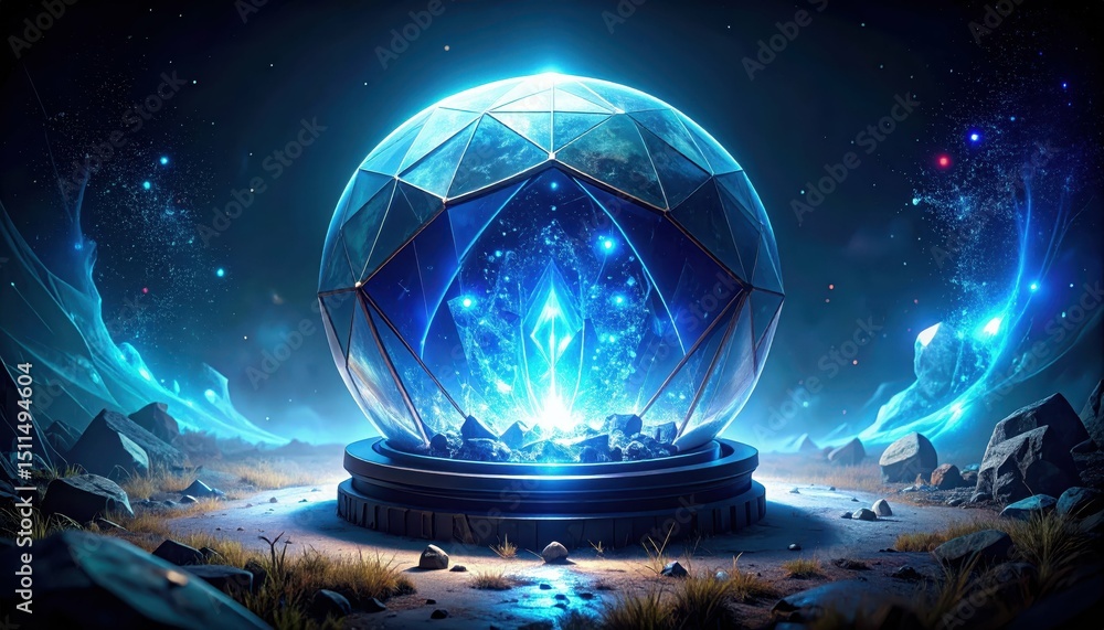 Poster Futuristic Device for Cloaking and Collapsing in a Mysterious Setting