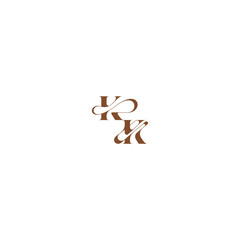 elegant curve monogram bold and hairline initial letter wedding logo concept KK