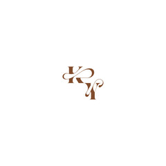 elegant curve monogram bold and hairline initial letter wedding logo concept KY