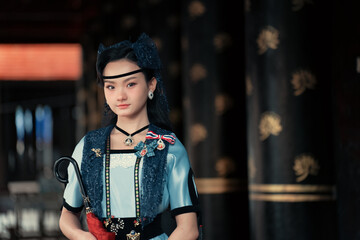 Traditional thai dress showcase at cultural heritage center fashion photography of ethnic identity