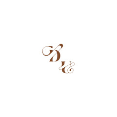elegant curve monogram DU wedding logo concept bold and hairline initial letter