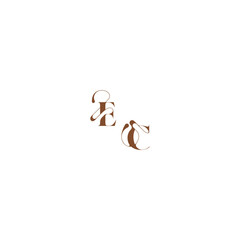 elegant curve monogram EC wedding logo concept bold and hairline initial letter