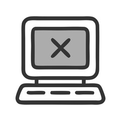 Cartoon Computer with Error Symbol