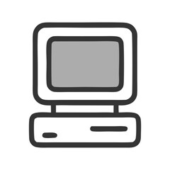 Retro Computer Icon: Vintage Technology Illustration