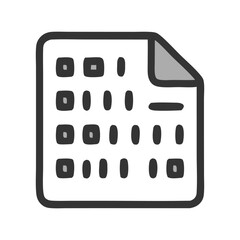 Cartoon File Icon: Data Sheet, Spreadsheet, Grid