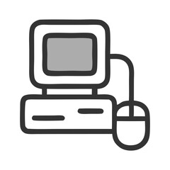 Retro Computer Icon: Hand-Drawn Style