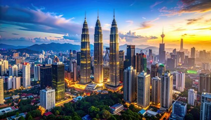 Obraz premium Tragic Collapse of Modern Metropolis in Kuala Lumpur's Cityscape