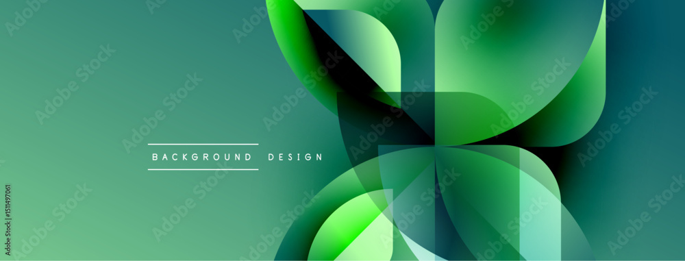 Aufkleber Abstract green design. Overlapping shapes create dynamic visual effect. Modern gradient background suitable for presentations, banners.