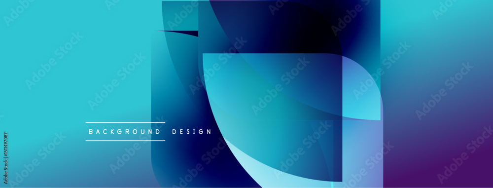 Aufkleber Abstract gradient shapes overlap, creating dynamic visual effect. Blue, purple hues dominate composition. Modern design element.
