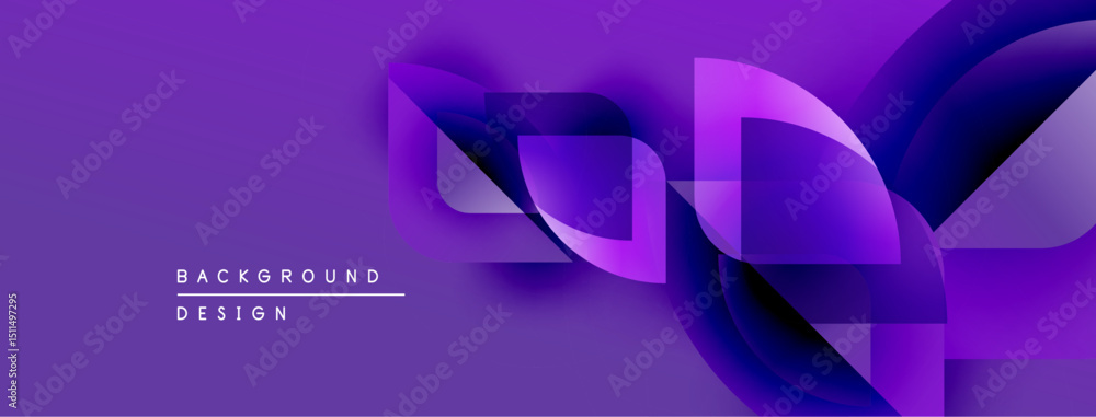 Aufkleber Abstract purple layers create modern background. Smooth shapes overlap, forming dynamic visual effect. Design feels futuristic, elegant.