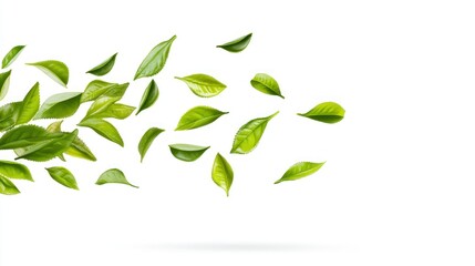 Floating Green Tea Leaves: A Serene Herbal Infusion