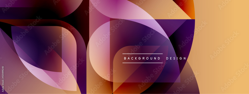 Aufkleber abstract geometric shapes overlap, creating vibrant gradients. purple, orange hues dominate composit
