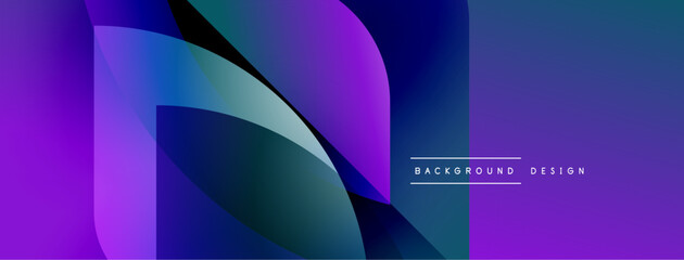 Abstract gradient shapes create dynamic visual. Purple, blue hues blend seamlessly. Modern design element for backgrounds.