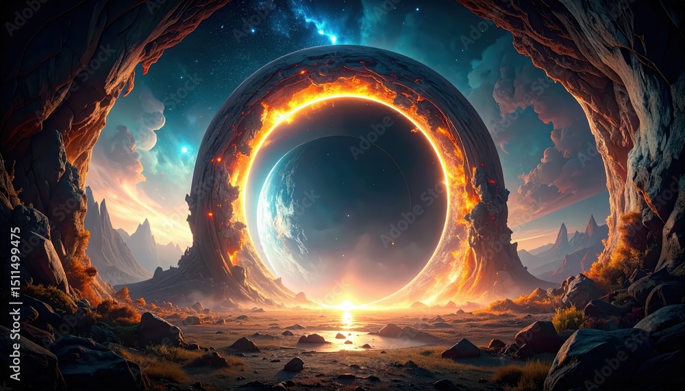 Aufkleber surreal portal to an alternate reality in a collapsing universe