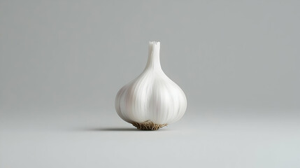 Pixelated White Garlic Bulb Against Gray Background