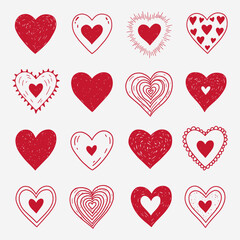 A collection of hearts with different styles and sizes