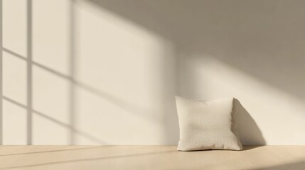 Sunlit Minimalist Interior with Beige Pillow