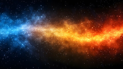 Cosmic nebula, vibrant hues of blue and orange, against a dark starry backdrop
