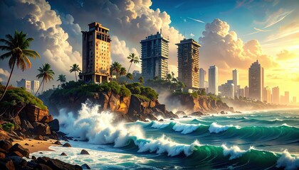 Obraz premium Tragic Collapse of Colonial Buildings in Santo Domingo, Dominican Republic